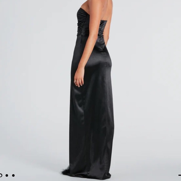 Windsor Charlotte Formal Satin Marabou Strapless Dress - Picture 2 of 3